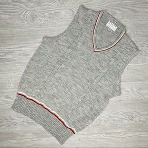Vintage full fashion knit mister man grey sweater vest prep university style